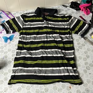 Wrangler Youth XXL Striped Short Sleeve Green Black Polo